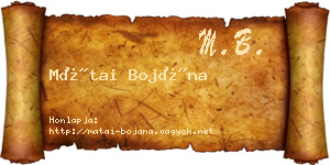 Mátai Bojána névjegykártya